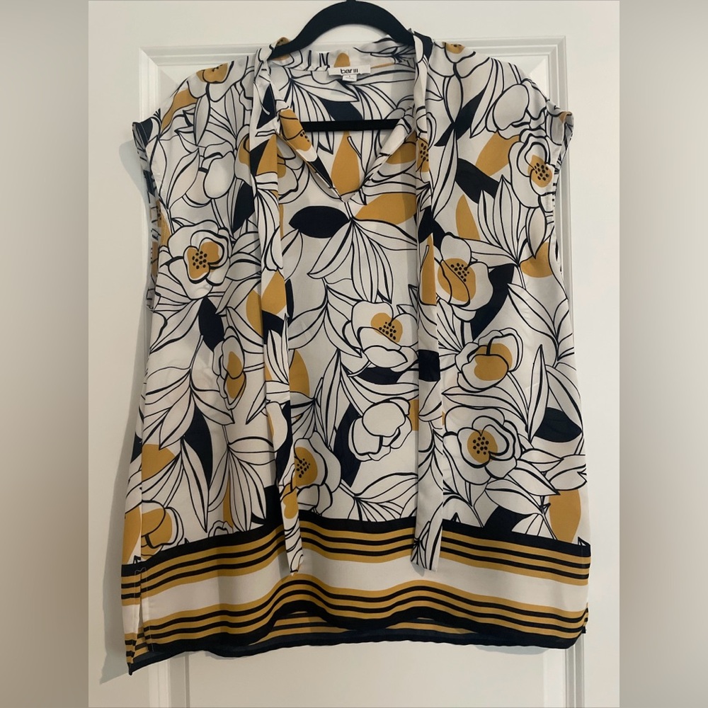 Bar III Womens Blouse V Neck Floral Size L